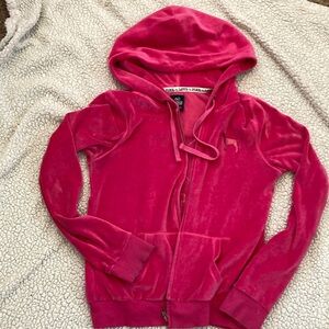 Velvet pink zipped hoodie